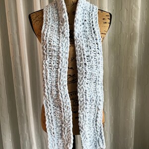 Soft Light Sky Hand Knit Scarf - Extra Long, Chunky Winter Scarf