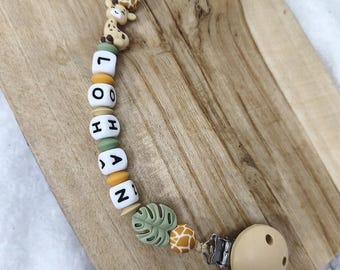 Pinza para chupete de jirafa de la sabana - Pinza para chupete de jirafa personalizable - Portachupetes de silicona para niñas y niños - Animales