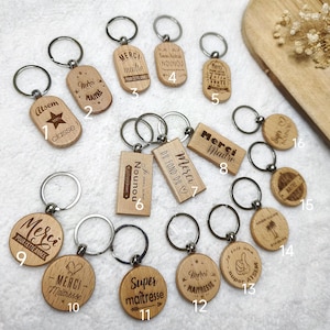 Gepersonaliseerde houten sleutelhanger: tekst naar keuze - voor-/achterkant - cadeau voor speciale gelegenheden - vader, peter, meter, moeder, etc.