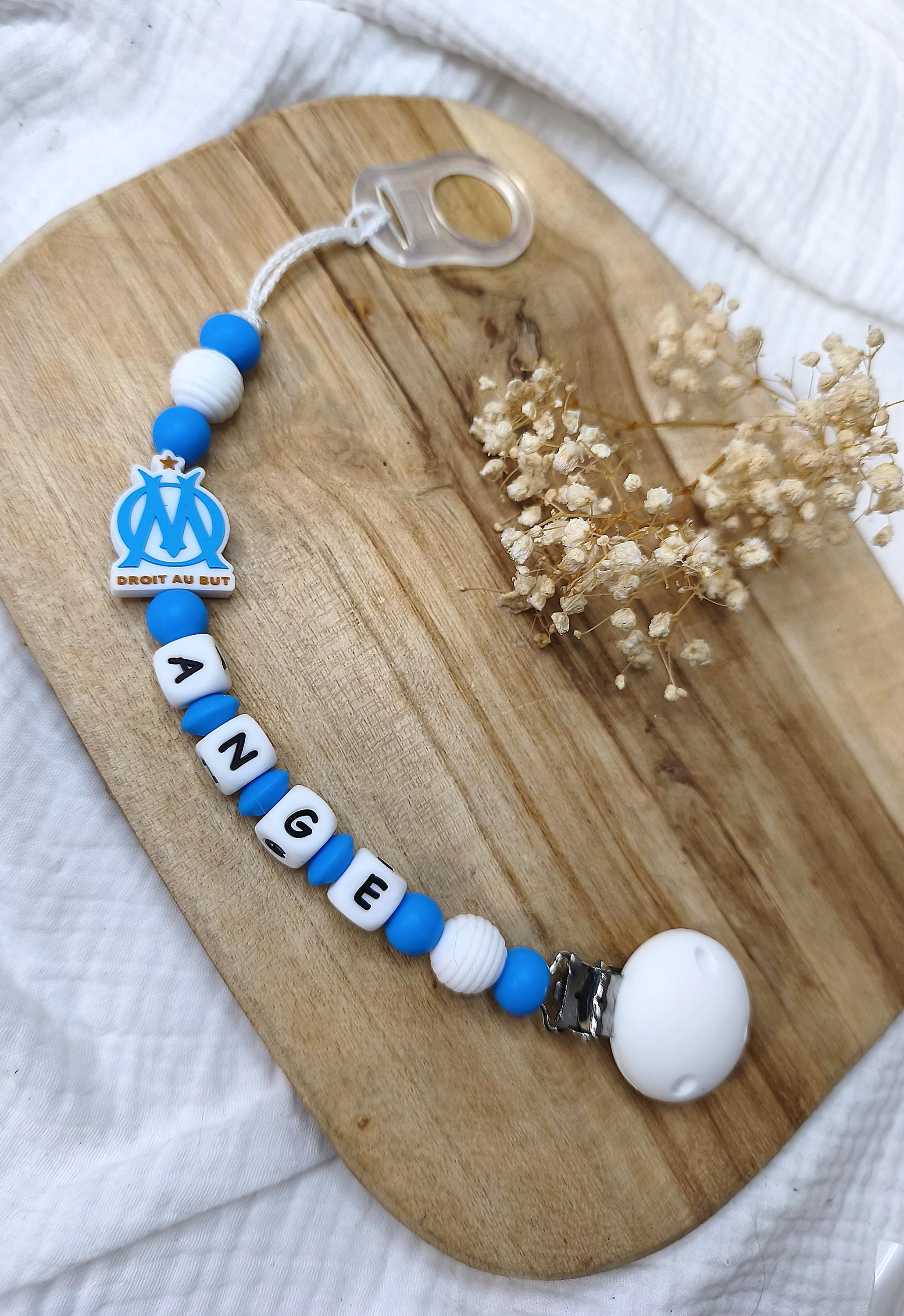 Attache-Sucette Personnalisée Avec Prénom – Éléphant En Silicone – Clip Tétine Bébé Garçon Fille (Bleu Clair)