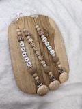 personalized silicone pacifier clip BEAR - pacifier clip with boy's first name - personalized gift - wood or silicone product logo