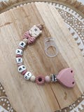 Personalized pacifier clip for girls - Silicone pacifier clip for doe - Baby shower gift - Customizable baby accessories - Old pink product logo