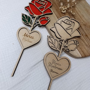 Rosa de madera: regalos para profesores, niñeras, ATSEM, AVS, director, etc. - ideas de regalos de fin de curso - regalos de agradecimiento para profesores