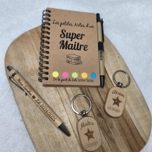 Cadeauset: notitieblok, sleutelhanger en pen - einde schooljaar cadeaus - cadeaus voor schooljuffen - cadeau-ideeën om aan een nanny/lerares te geven