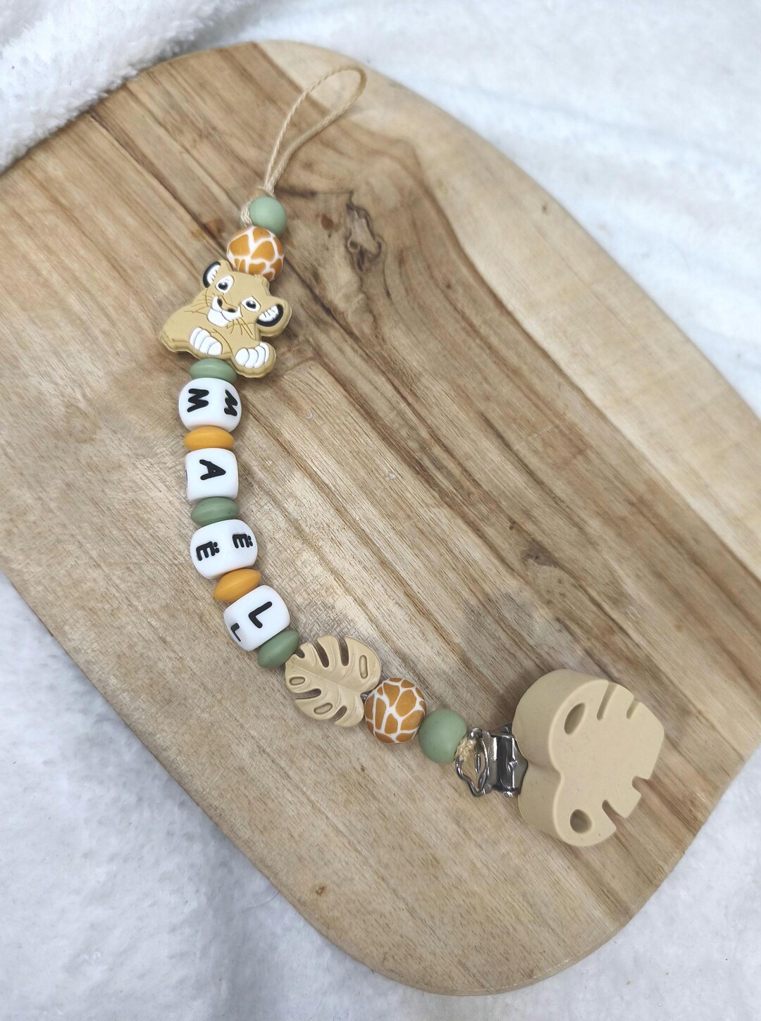 SIMBA Personalized Silicone Pacifier Clip - Natural Beige, Brown ...