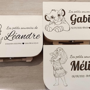 Memory box for children and babies - souvenir box to offer - personalized birth box suitcase with child's first name