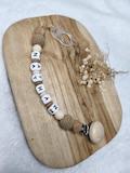 personalized silicone pacifier clip - Beige and light brown - personalized baby gift - personalized pacifier clip - first name product logo