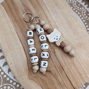 Llavero de silicona con perla: nombre o palabra + ZORRO - colores a elegir - regalo para maestra, abuela, mamá, tía ATSEM - para regalar - regalos