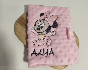Copertina per libretto sanitario del neonato ricamata con Minnie Mouse - idea regalo perfetta per neonati, battesimi e Natale - creazioni personalizzate con il nome
