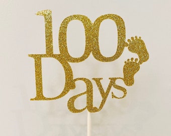 100 Days Cake Topper | Personalized 100-Day Celebration Decoration | Milestone Party Keepsake