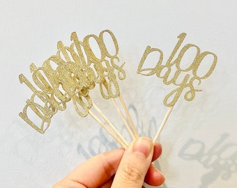 Happy 100 Days Cupcake Toppers | Personalized 100-Day Celebration Decorations | Milestone Party Decor