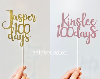 Custom 100 Days Cake Topper | Baby Milestone Celebration | Personalized Keepsake Party Decoration