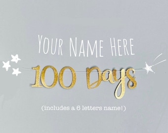 Custom Name Happy 100 Days Banner | Baby 100 Days Banner | 100 Days Celebration | Baby 100 Days Decoration | 100 Days Party |