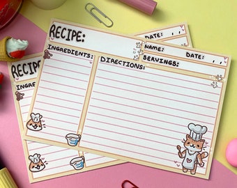 Tabby Cat Recipe Card Set I 4 x 6 I Standard Size I Baking I Gift I Stocking Stuffer I