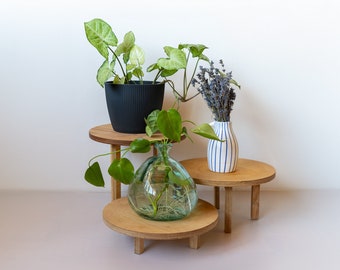 Plantenstandaard 3 maten / Plantenstandaard 3 hoogtes 30cm basis / plantenverhoger / houten bloemenstandaard