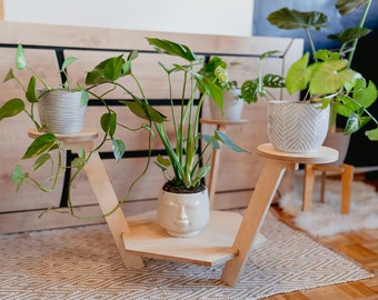 Flower stand / large plant stand / wooden flower stand / Big plant stand with 3 shelves / Pflanzenständer / plant riser / stand