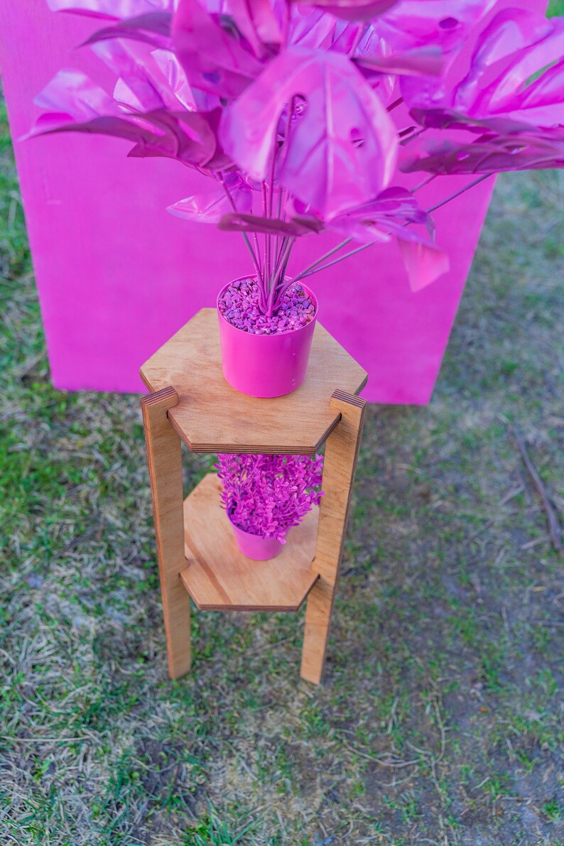 Hexagon flower stand, two shelves, 25x60cm, modular image 4