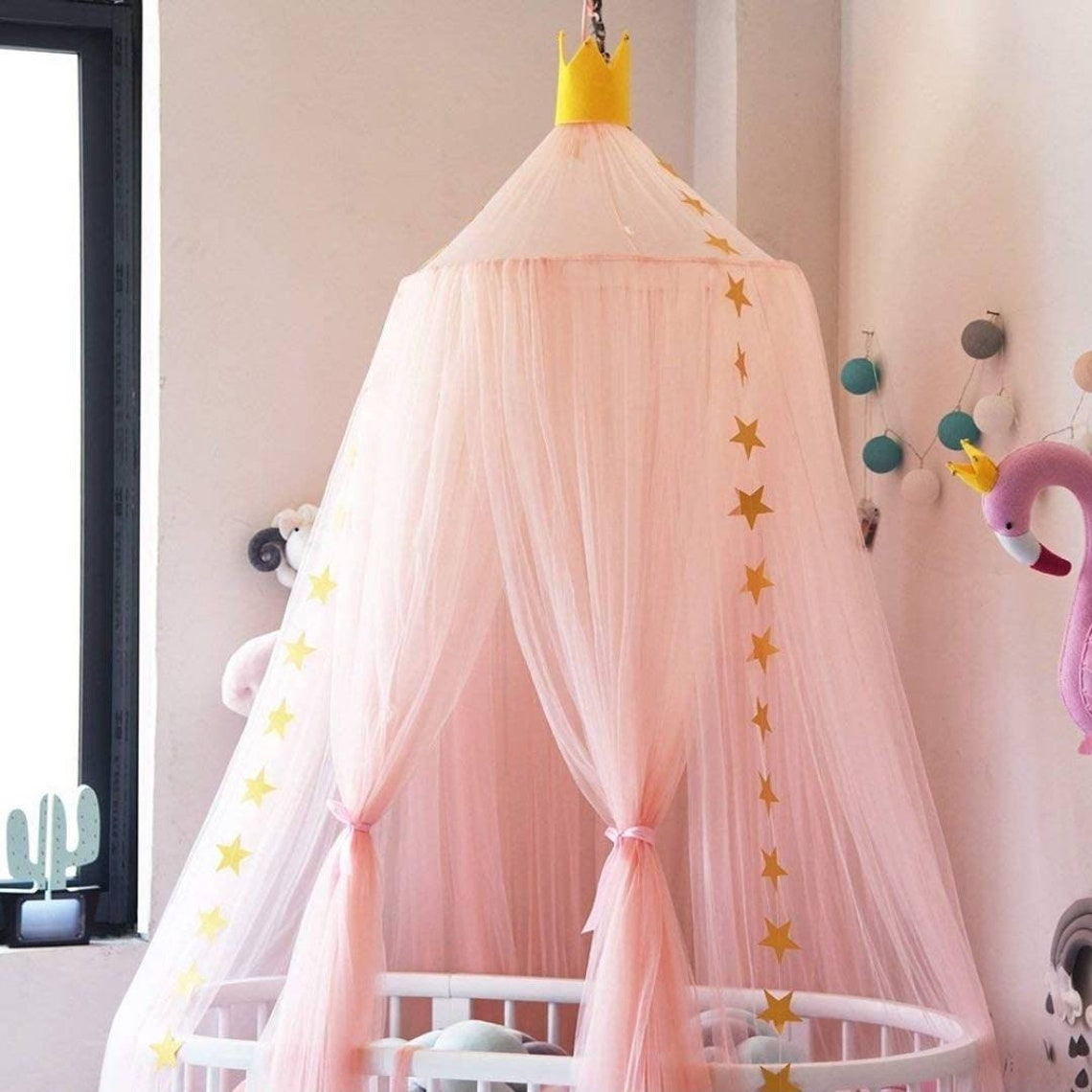 Pink Bed Canopy Premium Yarn Play Tent Bedding for Kids Etsy