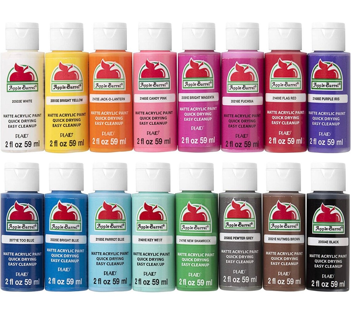Apple Barrel Acrylic Paint Set 16 Piece 2ounce Etsy