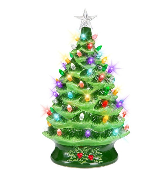 Extra Large Ceramic Christmas Tree Battery Powered Hand Etsy