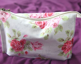 Rose Floral Pouch: Handmade Zippered Gift Bag