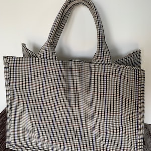 Brown Grey Checker Shoulder Bag