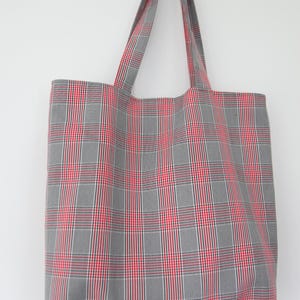 Checker tote bag, shoulder bag, with inner pocket