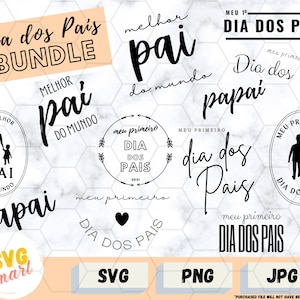 Dia dos Pais SVG PNG JPG Cut File - Vector Art for Silhouette &Cricut - Portugais Português Design, Primeiro Pai, Melhor Papai do Mundo