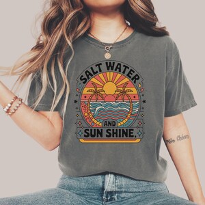 Beach Sunset Shirt for Summer Lovers, Tropical Tee, Gift for Beachgoers, Ocean View T-Shirt, Palm Tree Sunset Tee, Vacation Shirt