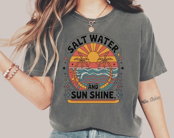 Chemise plage coucher de soleil pour les amoureux de l'été, t-shirt tropical, cadeau pour les amateurs de plage, t-shirt avec vue sur l'océan, t-shirt palmier coucher de soleil, chemise de vacances