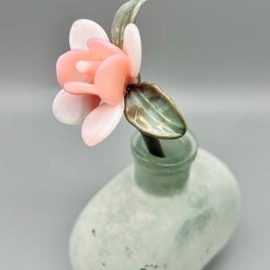 Italian-Inspired Glass Rose Sculpture - Handblown Forever Flower - Pink Glass Art - Anniversary Wedding Valentine&#39;s Mother&#39;s Day Gift