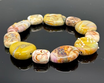 Juego de cuentas de vidrio soplado — Marfil Miel Ámbar Oliva, cuentas centrales hechas a mano, suministros para la fabricación de joyas