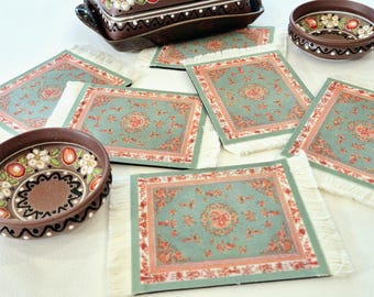 Persian Rug Coaster/Set of 6drink Coaster/Persian Coaster Set/Coaster/Tableware/Nonslip/Housewarming Gift/Gift Set/Gift for her