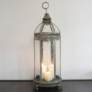 Extra Large Antique Candle Lantern | Large Metal & Glass Lantern | Candle Lantern | Antique Style Accessories | Candle Holders | Home Gift