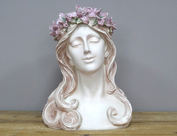 Floral Lady Head Planter | Lady Shaped Planter | Large Lady Head Planter | Unique Home Planters | Quirky Planter | Home Gifts