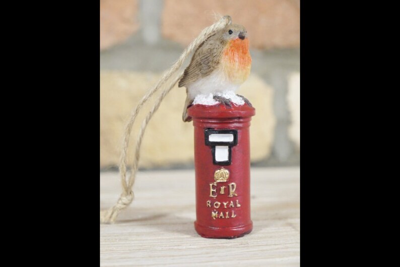 Robin on Royal Mail Post Box Tree Decoration Etsy UK