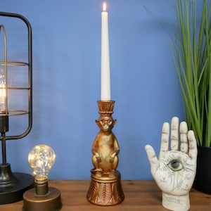 Bronzed Monkey Themed Candlestick Holder | Animal Candle Holders | Candlestick Holder | Safari Themed Interiors | Candle Gift for the Home