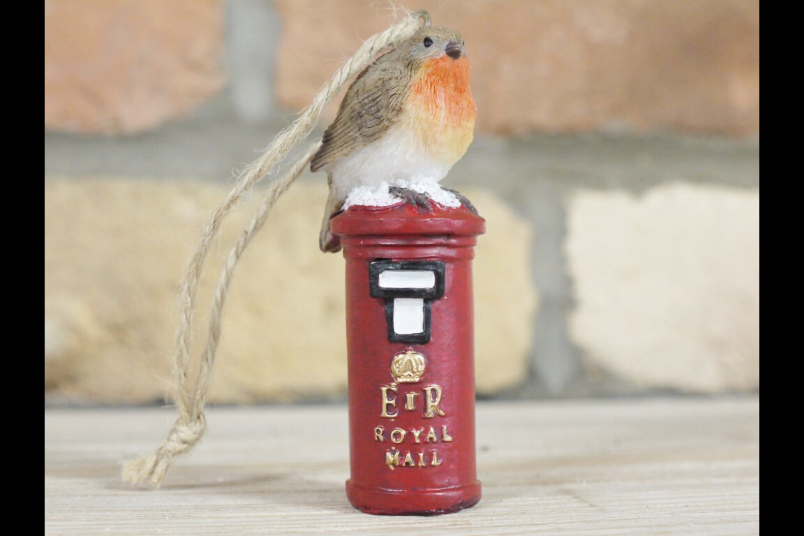 Robin on Royal Mail Post Box Tree Decoration Etsy UK
