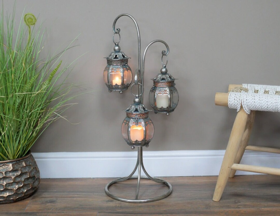 Set of 3 Hanging Lanterns With Stand - Etsy