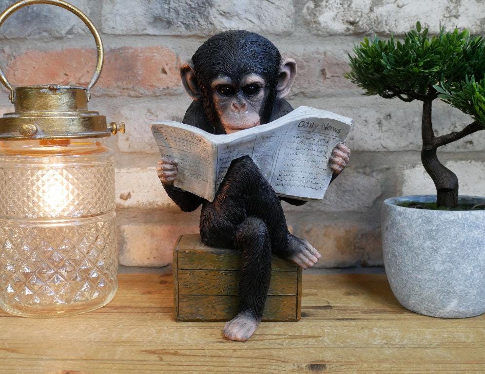 Intellectual Monkey Reading the News Resin Ornament - Etsy