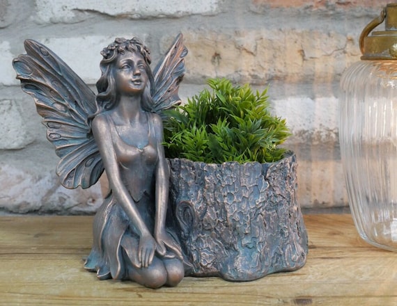 Kneeling Fairy Themed Planter | Fairy Planter | Fairy Themed Home Accessories | Fairy Home Gift | Plant Pot Gift | Fairy Ornament