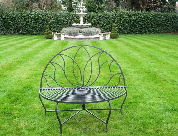 Dark Grey or Green Half Moon Circular Metal Garden Bench Metal Garden Bench Green Garden Bench Dark Grey Garden Bench Circular Bench Etsy