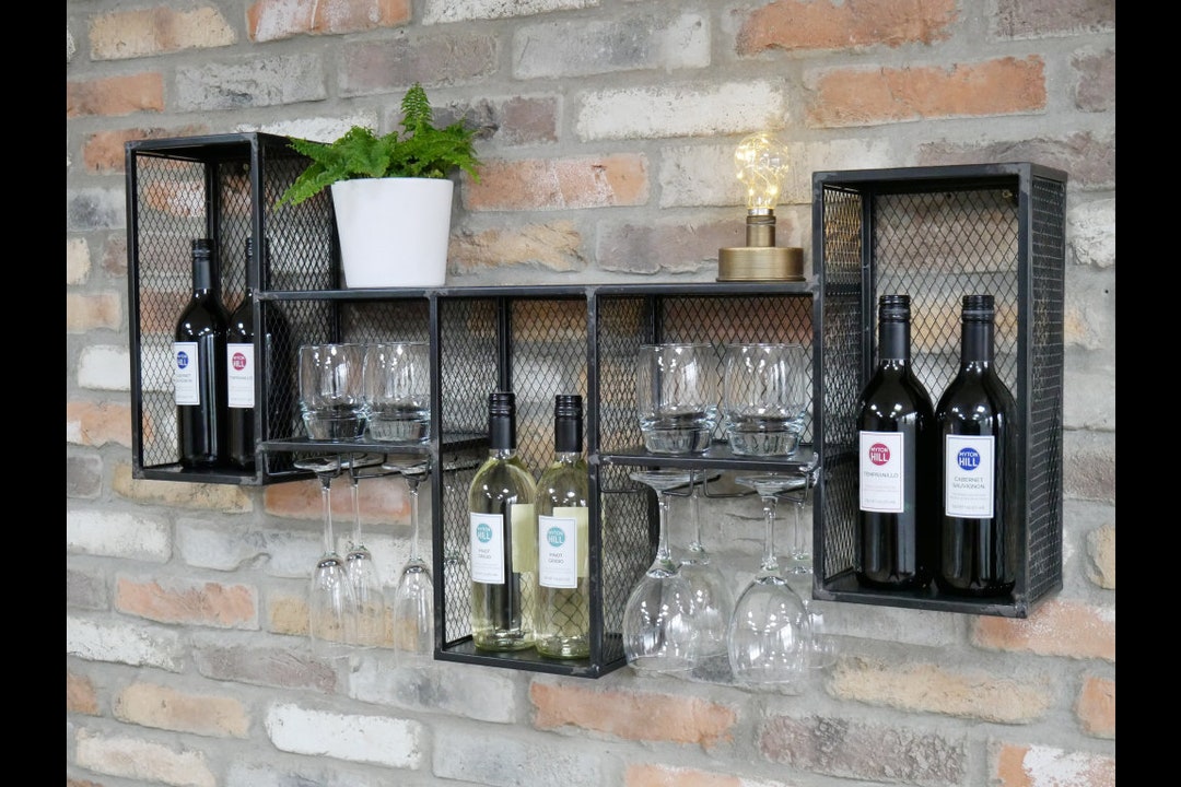 Industrial Wine Wall Mounted Unit Wine Storage Unit Etsy