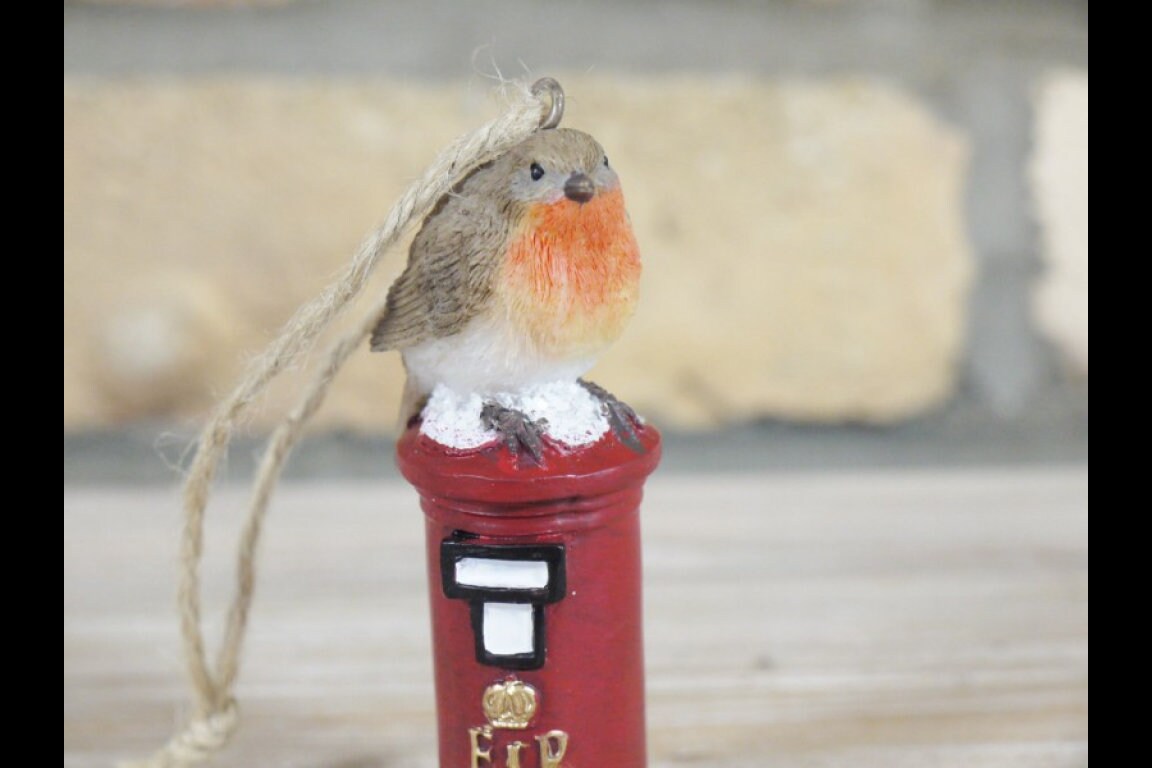 Robin on Royal Mail Post Box Tree Decoration Etsy UK