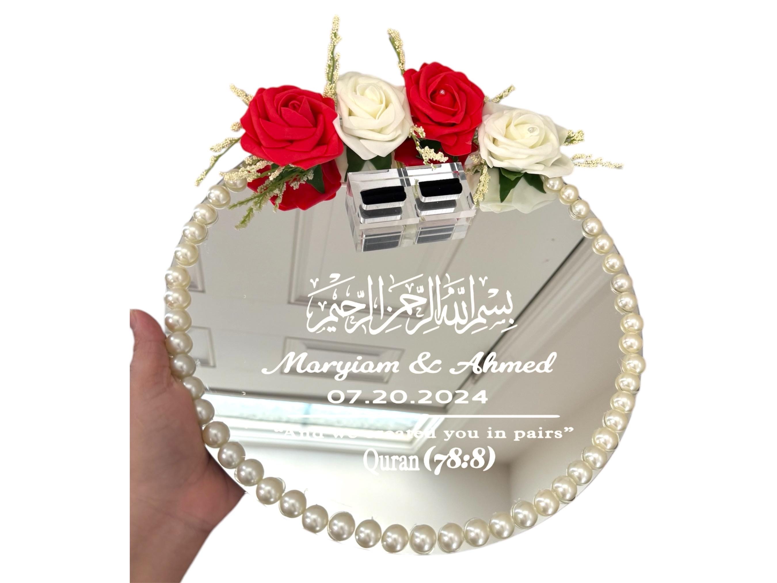 Mirror Customizable Ring or Nikkah Tray with Personalized Text/ Engagement Tray