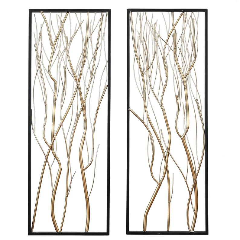 Metal Branch Wall Decor Metal Gold Branch 2 Pieces Wall Etsy