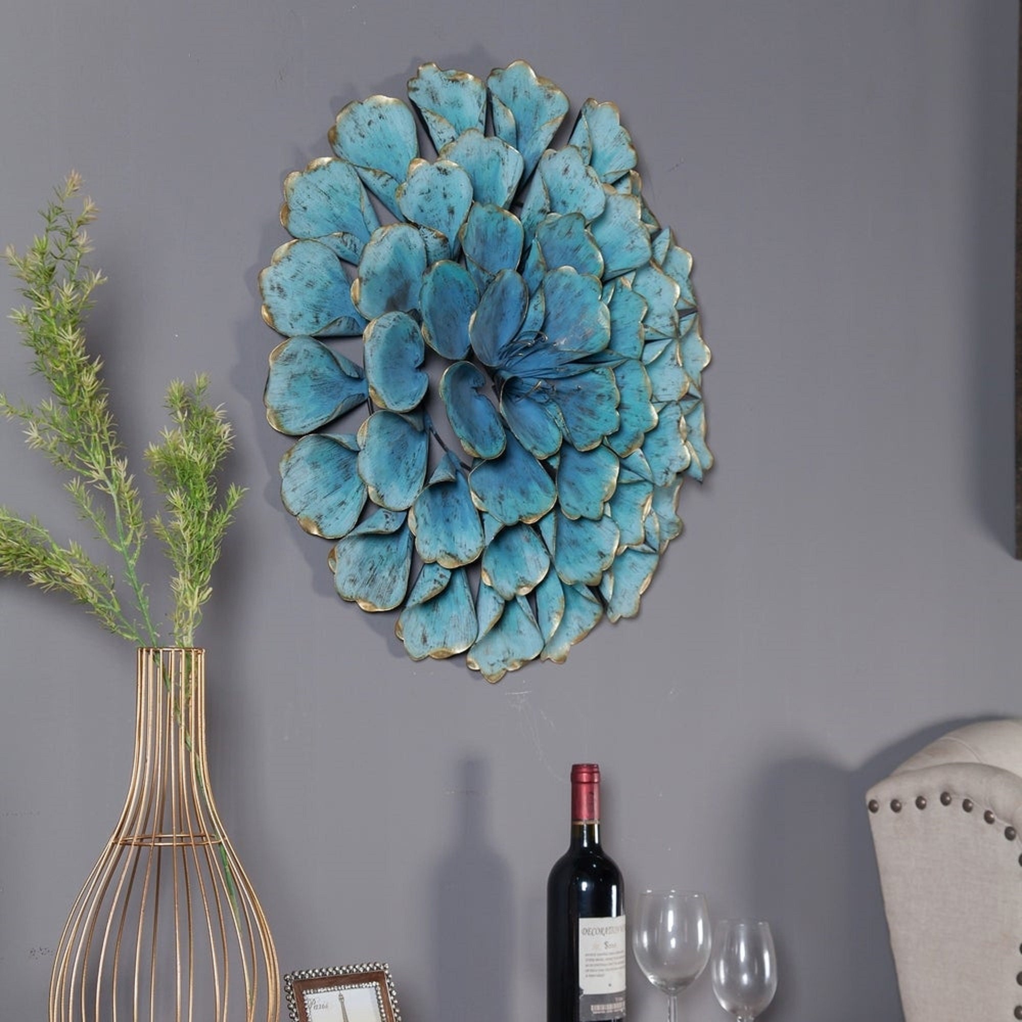 Metal Wall Flowers DecorMidCentury Modern Style Wall Etsy