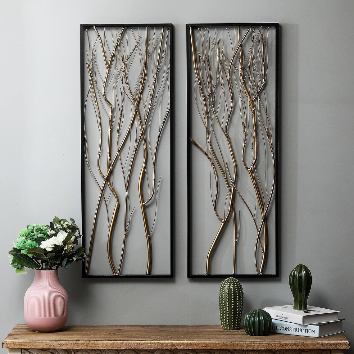 Metal Branch Wall Decor Metal Gold Branch 2 Pieces Wall Etsy