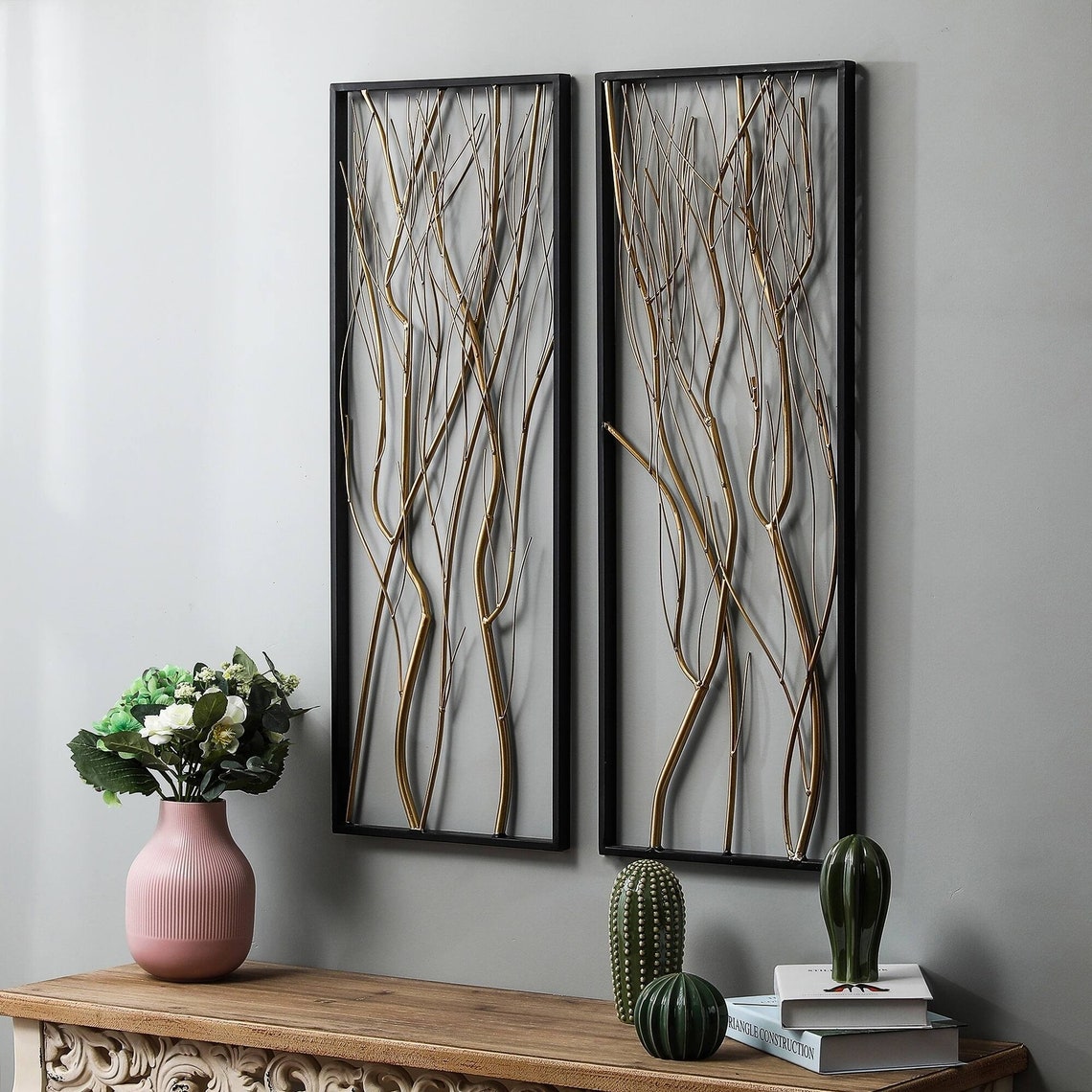 Metal Branch Wall Decor Metal Gold Branch 2 Pieces Wall Etsy