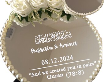 Mirror Customizable Ring or Nikkah Tray with Personalized Text/ Engagement Tray